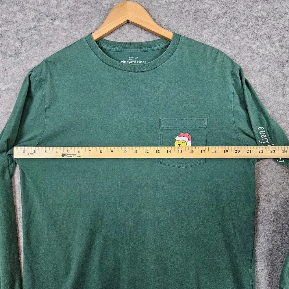 Vineyard Vines Green Long Sleeve Tee T-Shirt Size‎ M Holidays Christmas Cotton